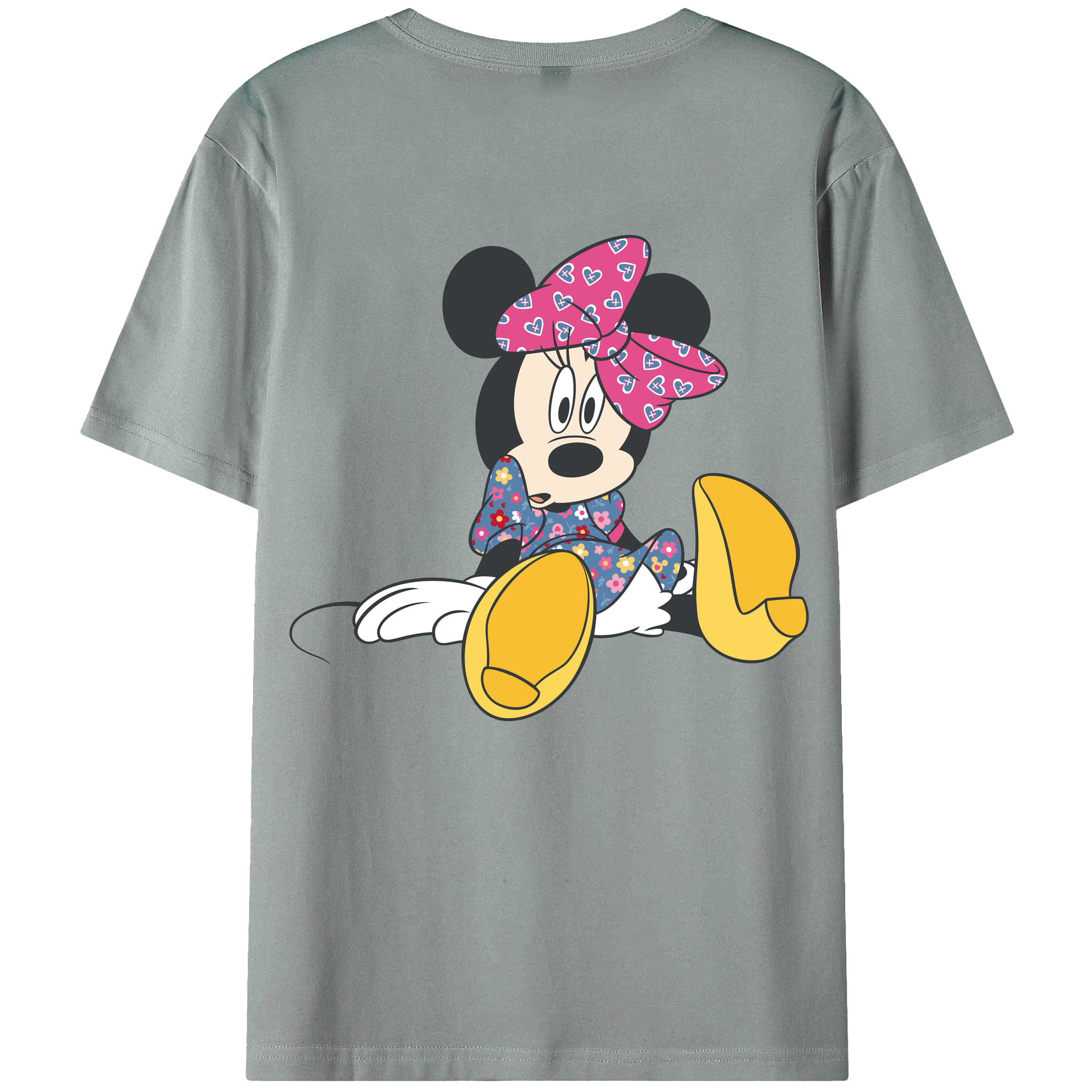 ミッキーマウス Mickey Mouse 綿100％ メンズ半袖Tシャツ（バックプリント） 通気性